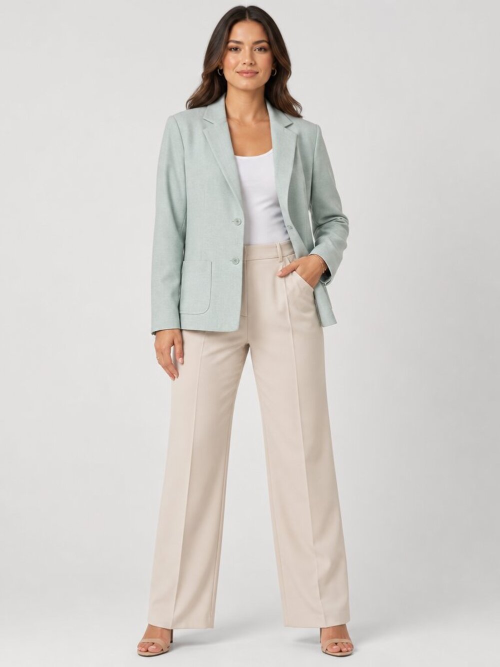 Nine & Co VTG Mint Green Stretch Blazer Y2K Careercore Quiet Luxury Size 8
